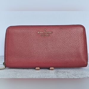 Kate Spade Leila Large Continental Mauve Pebble Leather Wallet